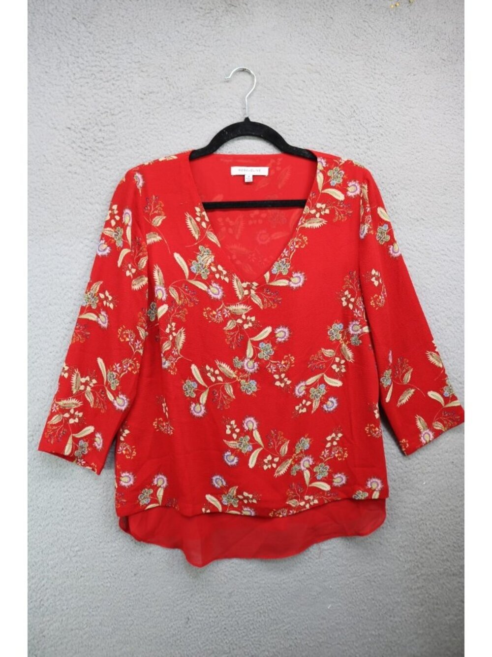 Rose &‎ Olive 3/4 Sleeves Chiffon Floral Tunic-Medium-Whimsigoth